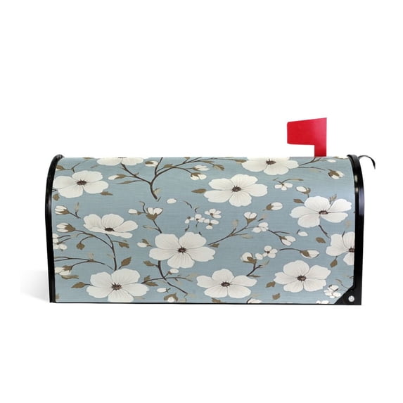 Mailbox Covers Magnetic Large Size 25.4x20.78 in Mailbox Wraps Post for Garden Yard Decor White Flowers