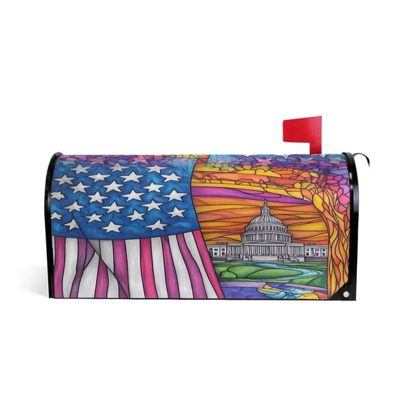 Mailbox Covers Magnetic Large Size Post Box Cover Wrap Outside Waterproof Home Yard Garden Decor American Flag and White House 25.5x21