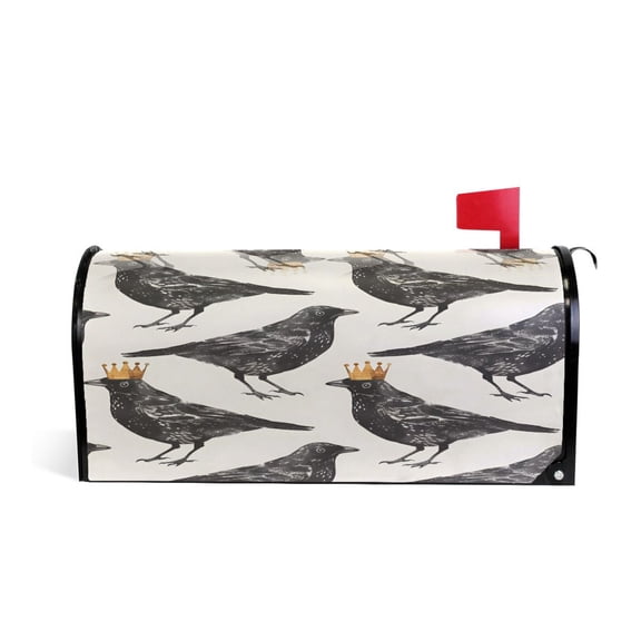 Mailbox Covers Magnetic Large Size Post Box Cover Wrap Outside Waterproof Home Yard Garden Decor Blackbirds with Crown 25.5x21