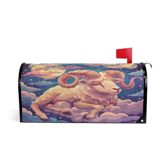 Mailbox Covers Magnetic Large Size Post Box Cover Wrap Outside Waterproof Home Yard Garden Decor Cartoon Sheep Lie on Cloud 25.5x21
