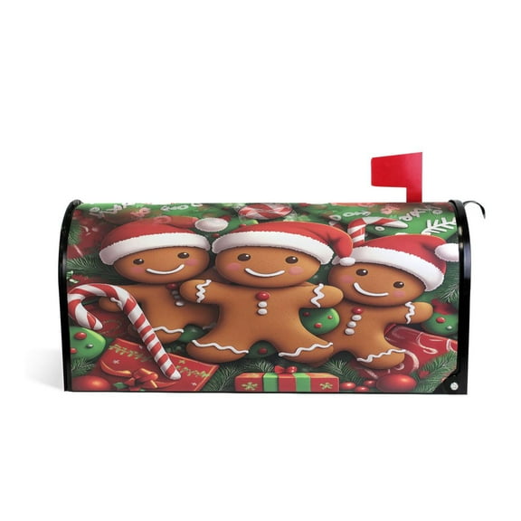 Mailbox Covers Magnetic Large Size Post Box Cover Wrap Outside Waterproof Home Yard Garden Decor Christmas Gifts Gingerbread Men 25.5x21