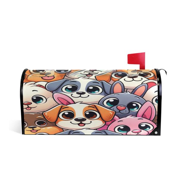 Mailbox Covers Magnetic Large Size Post Box Cover Wrap Outside Waterproof Home Yard Garden Decor Cute Dogs Head 25.5x21