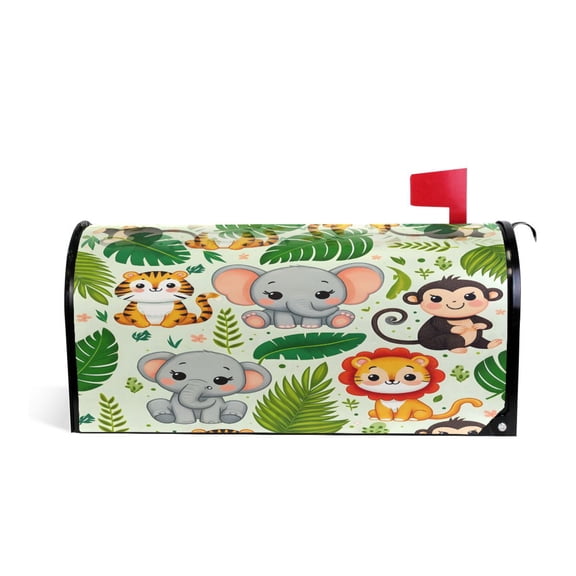 Mailbox Covers Magnetic Large Size Post Box Cover Wrap Outside Waterproof Home Yard Garden Decor Cute Lion Tiger Monkey Elephants 25.5x21