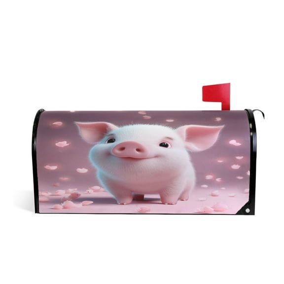 Mailbox Covers Magnetic Large Size Post Box Cover Wrap Outside Waterproof Home Yard Garden Decor Cute Pig and Petals 25.5x21