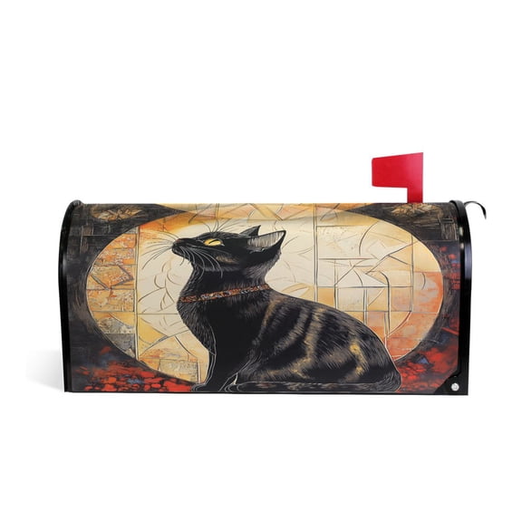Mailbox Covers Magnetic Large Size Post Box Cover Wrap Outside Waterproof Home Yard Garden Decor Elegant Black Cat 25.5x21