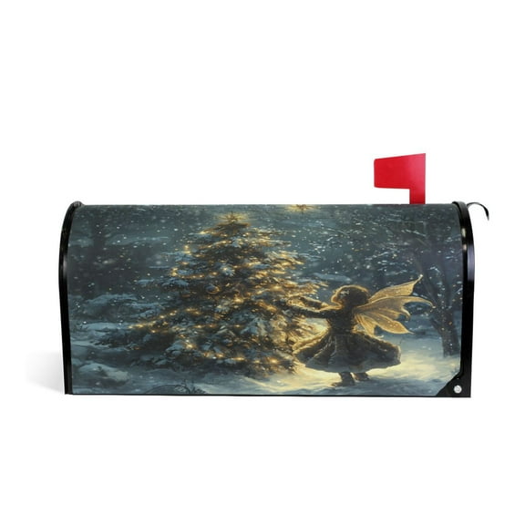 Mailbox Covers Magnetic Large Size Post Box Cover Wrap Outside Waterproof Home Yard Garden Decor Fairy and Glow Christmas Tree 25.5x21