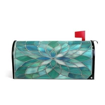 Mailbox Covers Magnetic Large Size Post Box Cover Wrap Outside Waterproof Home Yard Garden Decor Floral Stained Glass 25.5x21