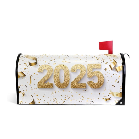 Mailbox Covers Magnetic Large Size Post Box Cover Wrap Outside Waterproof Home Yard Garden Decor Gold 2025 and Ribbons 25.5x21
