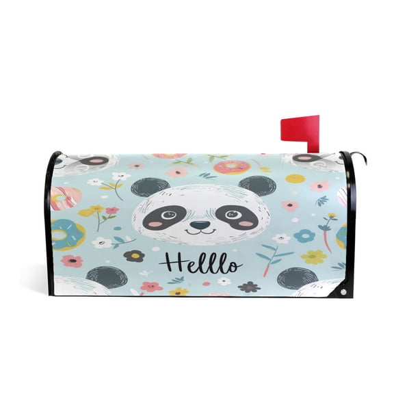 Mailbox Covers Magnetic Large Size Post Box Cover Wrap Outside Waterproof Home Yard Garden Decor Hello Panda Face 25.5x21