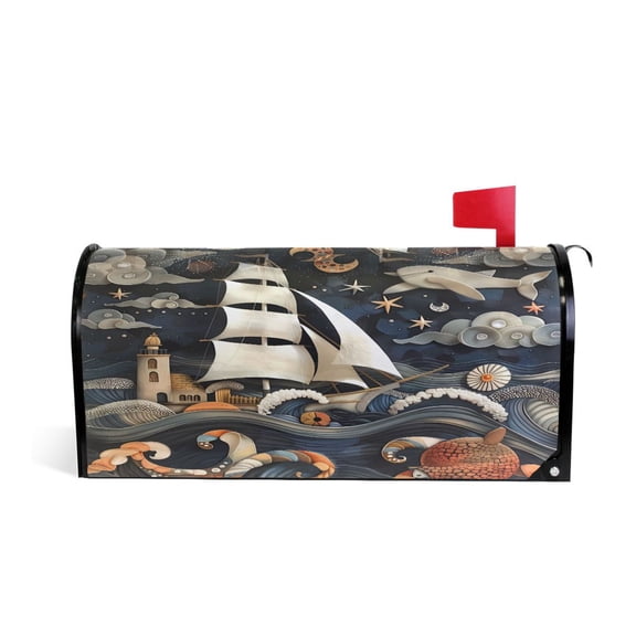 Mailbox Covers Magnetic Large Size Post Box Cover Wrap Outside Waterproof Home Yard Garden Decor Ship Lighthouse Whale 25.5x21