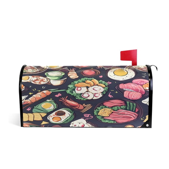 Mailbox Covers Magnetic Large Size Post Box Cover Wrap Outside Waterproof Home Yard Garden Decor Sushi Egg Shrimp Fish 25.5x21
