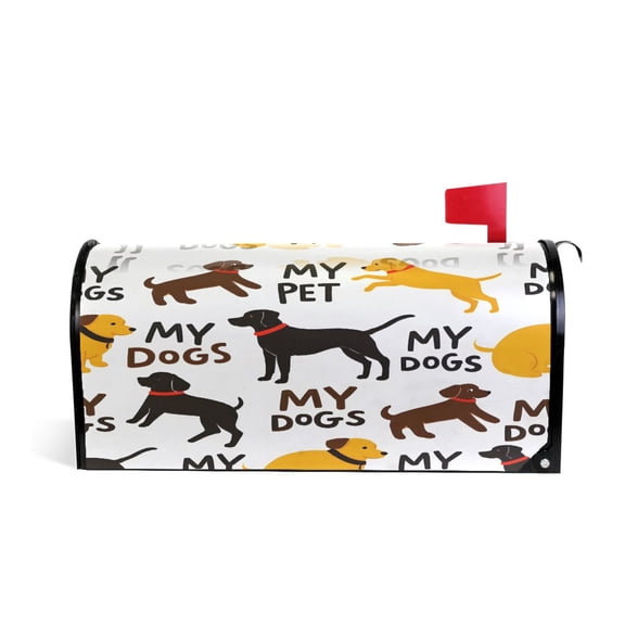 Mailbox Covers Magnetic Large Size Post Box Cover Wrap Outside Waterproof Home Yard Garden Decor Yellow Black Brown Dogs 25.5x21