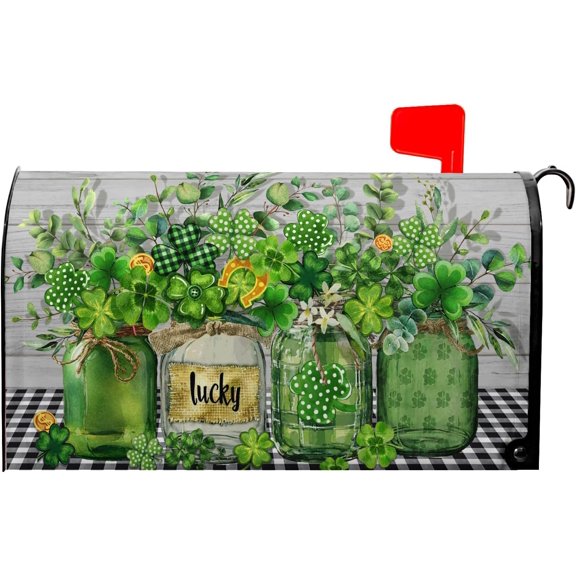 Mailbox Covers Magnetic St Patricks Day Mail Box Cover Standard Size 21x18 inch Clover Mailbox Wrap Spring Summer Decorative Mailboxes for Outside Garden Yard