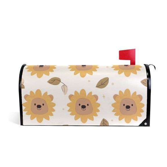 Mailbox Covers Magnetic Standard Size 20.7x18.03in Mailbox Wraps Post for Garden Yard Decor Cute Bear-face Sunflower