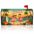 thumbnail image 1 of Mailbox Covers Magnetic Standard Size 21x18 Inch Summer Retro Flamingo Tropical Beach Design, Palm Tree Mailbox Wrap for Home Outdoor Garden Yard Decor, 1 of 6