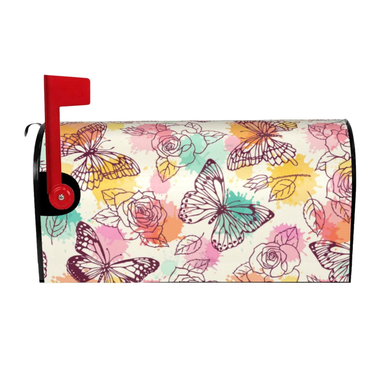 Joyidec Magnetic Mailbox Cover - Bells Daisies Floral Butterflies Design, Waterproof, Standard Size 21x18 In