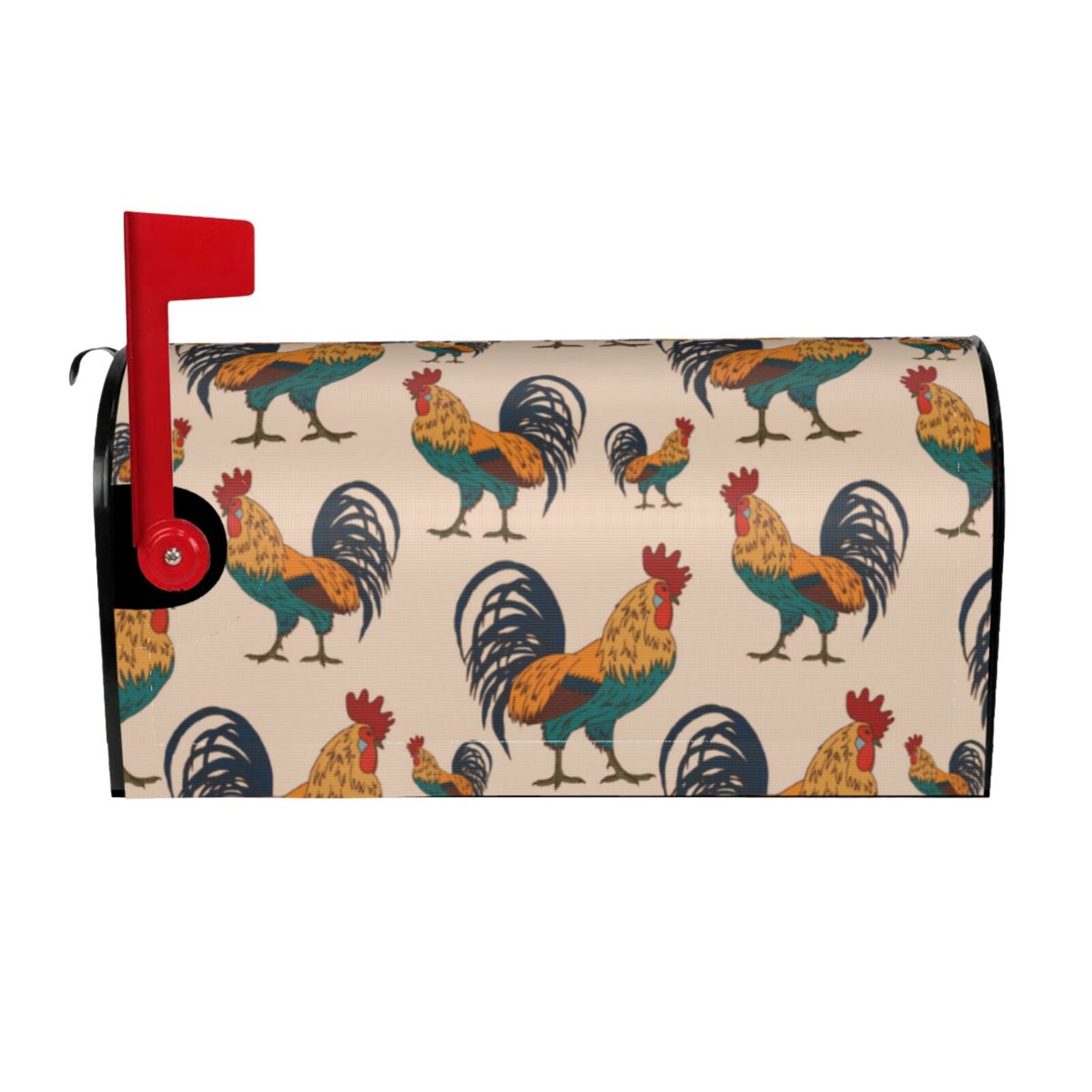 Rooster On Farmland Print Decorative Mailbox Cover – Waterproof Magnetic Wrap For Standard Or Large Mailboxes, UV Resistant Oxford Fabric