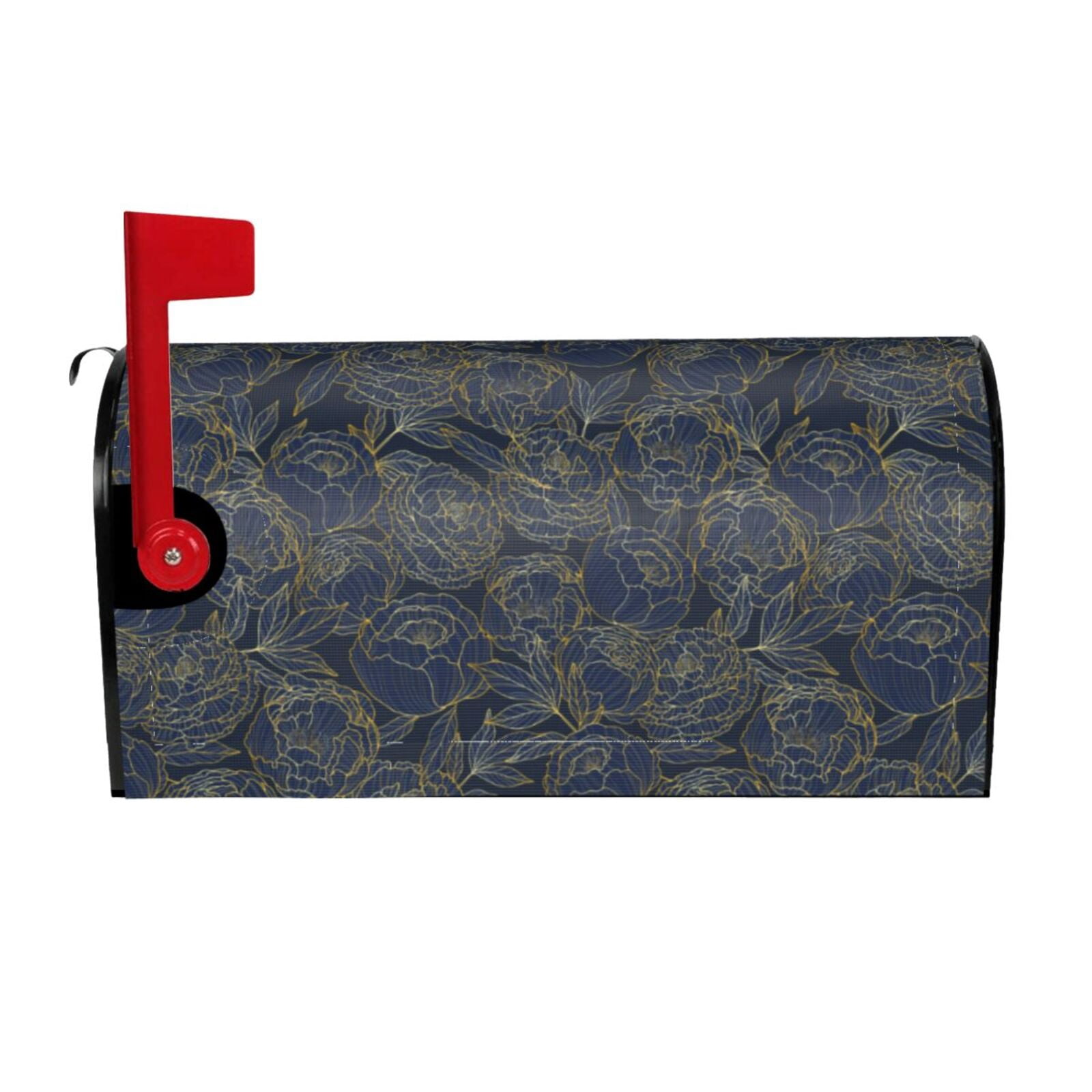 Mailbox Post Wraps Mailbox Covers Magnetic Standard Size - Golden Peonies Waterproof ...