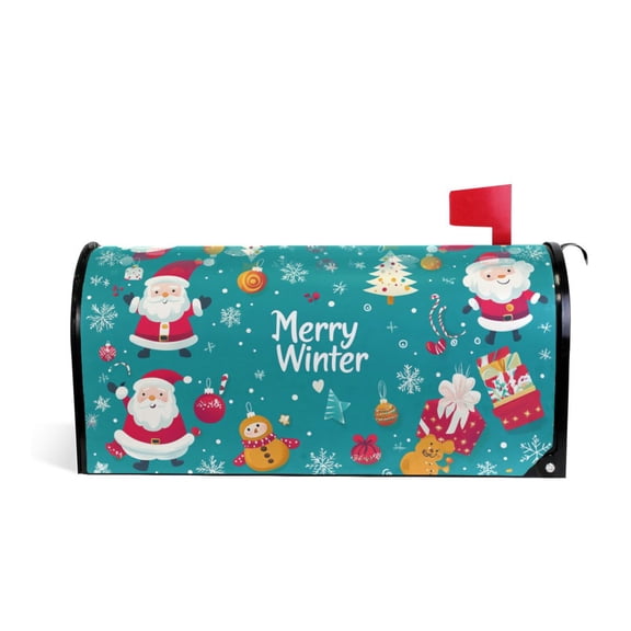 Mailbox Covers Magnetic Standard Size Post Box Cover Wrap Outside Waterproof Home Yard Garden Decor Cartoon Santa Claus Snowflakes Gifts 21x18