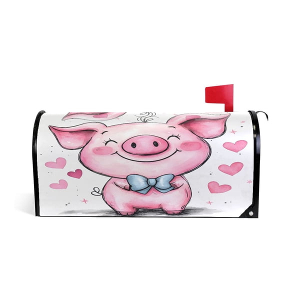 Mailbox Covers Magnetic Standard Size Post Box Cover Wrap Outside Waterproof Home Yard Garden Decor Cute Pink Pig and Heart 21x18