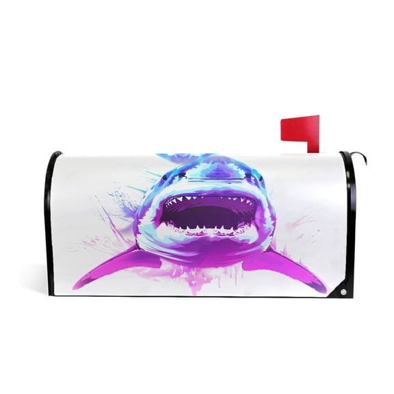 Mailbox Covers Magnetic Standard Size Post Box Cover Wrap Outside Waterproof Home Yard Garden Decor Fierce Fantasy Shark 21x18