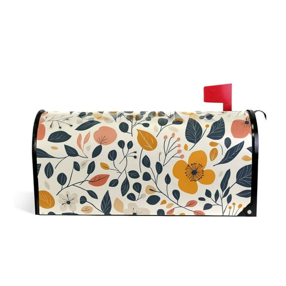 Mailbox Covers Magnetic Standard Size Post Box Cover Wrap Outside Waterproof Home Yard Garden Decor Hand Drawn Flower Leaf 21x18