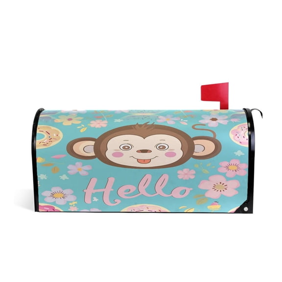Mailbox Covers Magnetic Standard Size Post Box Cover Wrap Outside Waterproof Home Yard Garden Decor Hello Monkey Face 21x18