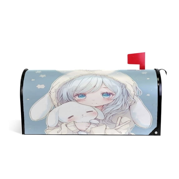 Mailbox Covers Magnetic Standard Size Post Box Cover Wrap Outside Waterproof Home Yard Garden Decor Lovely Girl Holding Dog 21x18