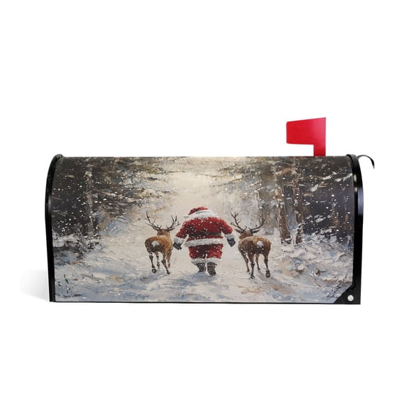 Mailbox Covers Magnetic Standard Size Post Box Cover Wrap Outside Waterproof Home Yard Garden Decor Santa Claus and Reindeer 21x18