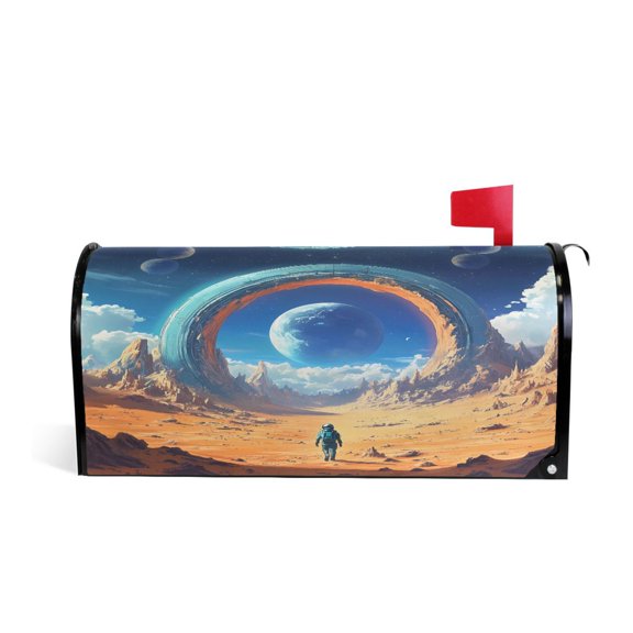 Mailbox Covers Magnetic Standard Size Post Box Cover Wrap Outside Waterproof Home Yard Garden Decor Stargate in Desert 21x18