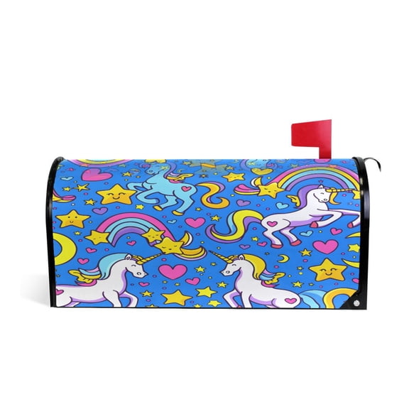 Mailbox Covers Magnetic Standard Size Post Box Cover Wrap Outside Waterproof Home Yard Garden Decor Unicorns Rainbows Stars Hearts 21x18