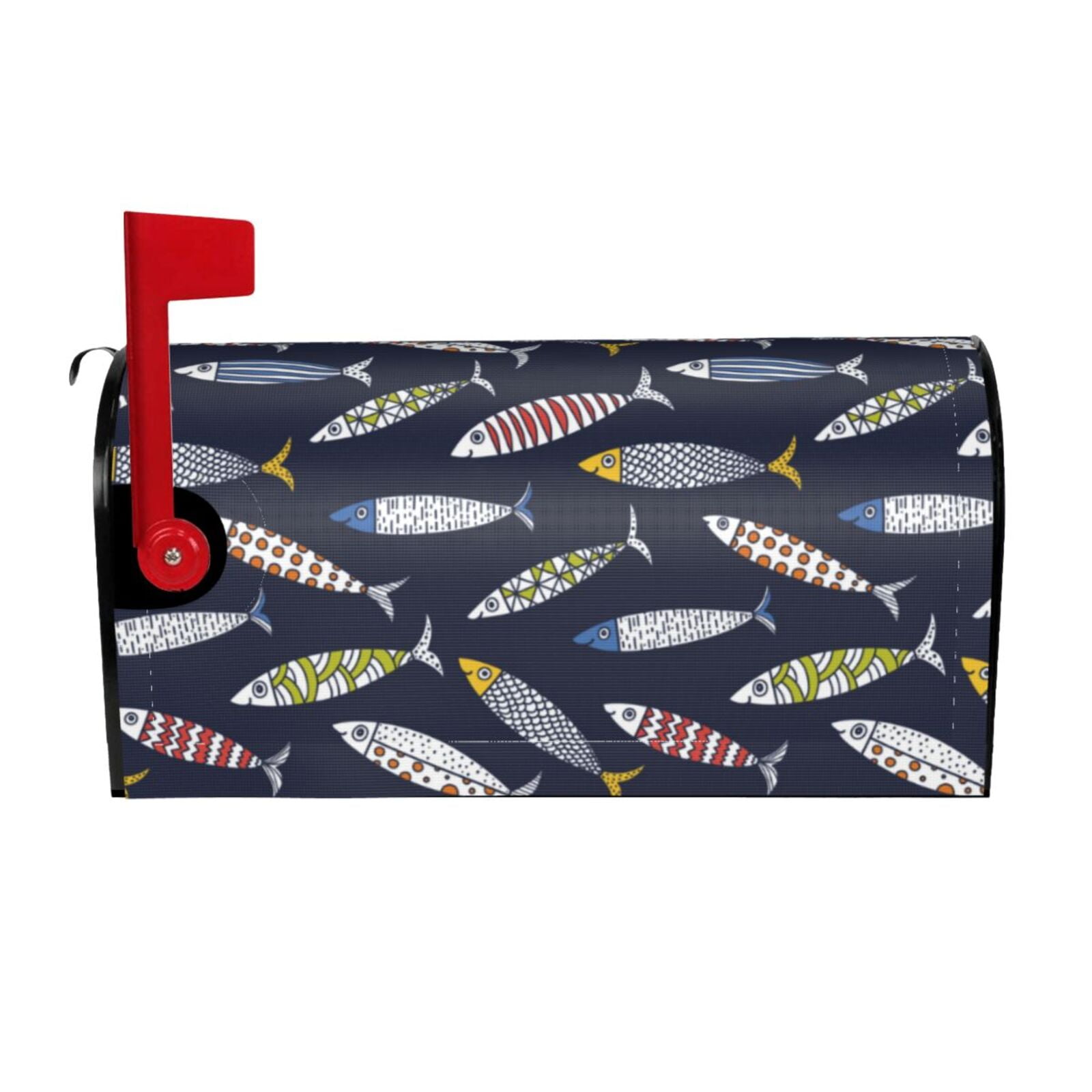 Abucaky Blue Sea Turtle Mailbox Cover - Magnetic Waterproof Wrap, Nautical Map Design, Fits Standard & Oversized Mailboxes