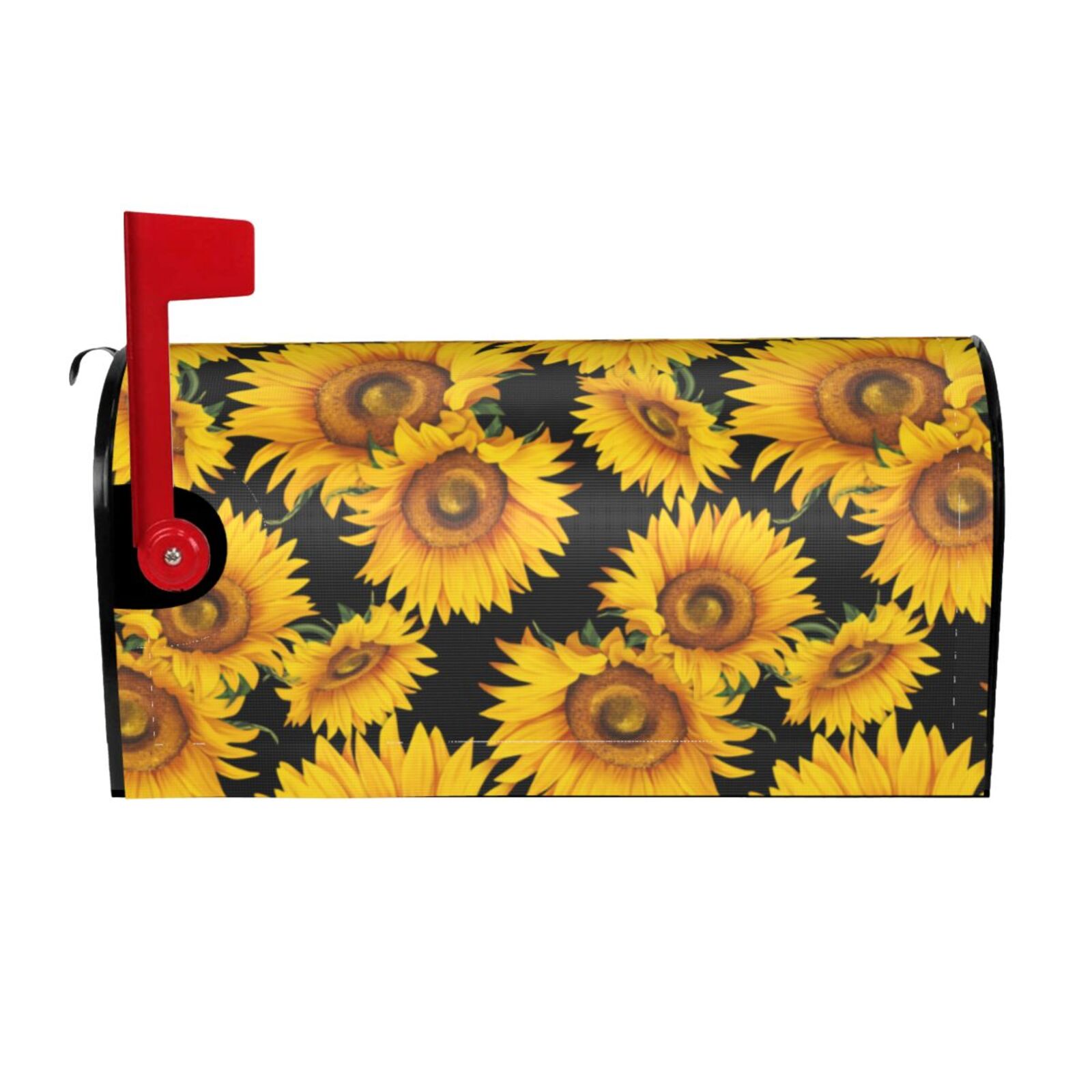 Auirre Spring Summer Welcome Floral Mailbox Cover – Magnetic Standard Size 21x18", Sunflower Butterfly & Buffalo Plaid Design