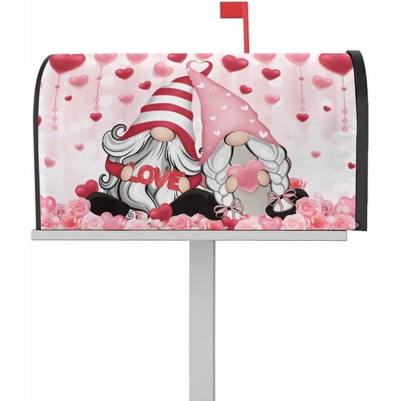 Mailbox Covers Pink Valentine''s Day Heart Ornament Mailbox Cover Magnetic Standard Size,Love Dwarf Rose Flower Bow Mailbox Wraps Post Box Cover for Outdoor Garden Yard Patio Decor Mailbox Decals