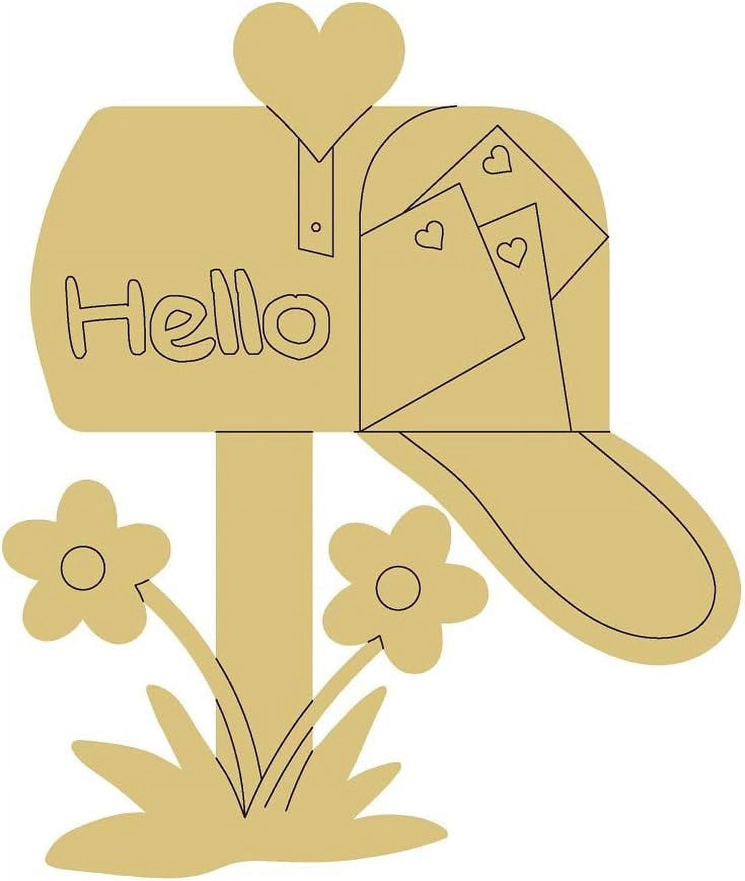 Mailbox Design By Lines Cutout Unfinished Wood Valentine's Day Coloring ...