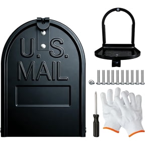 6 1/4"(W) x 8 1/4"(H)-Mailbox Door Replacement Exact Size - Black Metal Snap-in Front Panel with Easy Installation Kit Fits Standard Residential Mailboxes Brick Mailbox