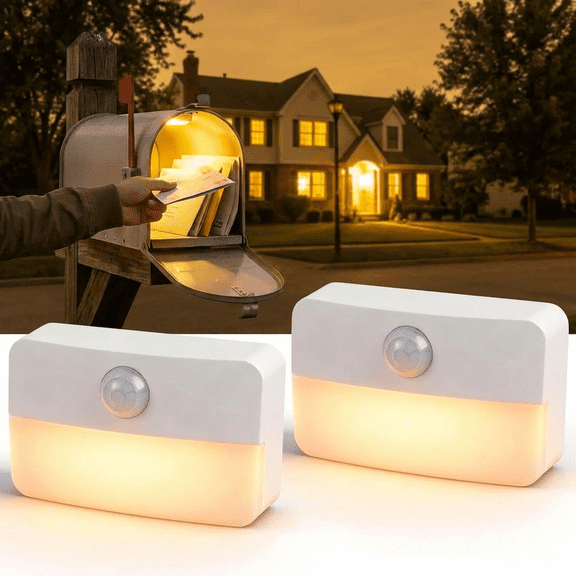 Mailbox Light Motion Sensor, Battery Powered Auto Mailbox Light with 3000K Soft White, Easy Stick Installation, Night Mailbox Interior Light for Seniors & Home Use, 2 Pack