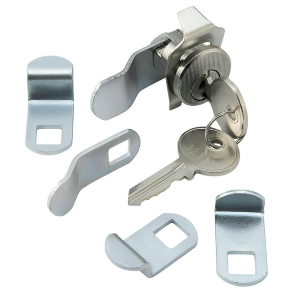 Mailbox Lock, 5 Cam, Nickle Finish, ILCO 1003M Keyway, Opens Counter-Clockwise, 90 Degree Rotation