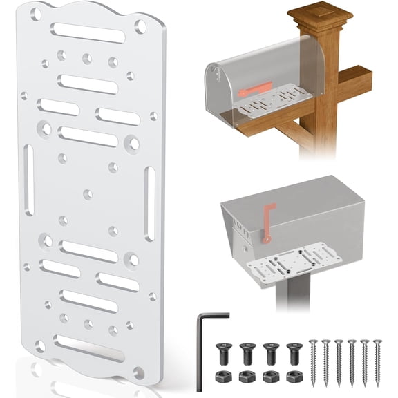 Mailbox Mounting Bracket,Post Mount Mailboxes Board,Mailbox Bracket for 4x4 Wood or Hollow Posts,Mailbox Mounting Plate For Most Post-Mounted Mailboxes with Mounting Holes at the Bottom,White