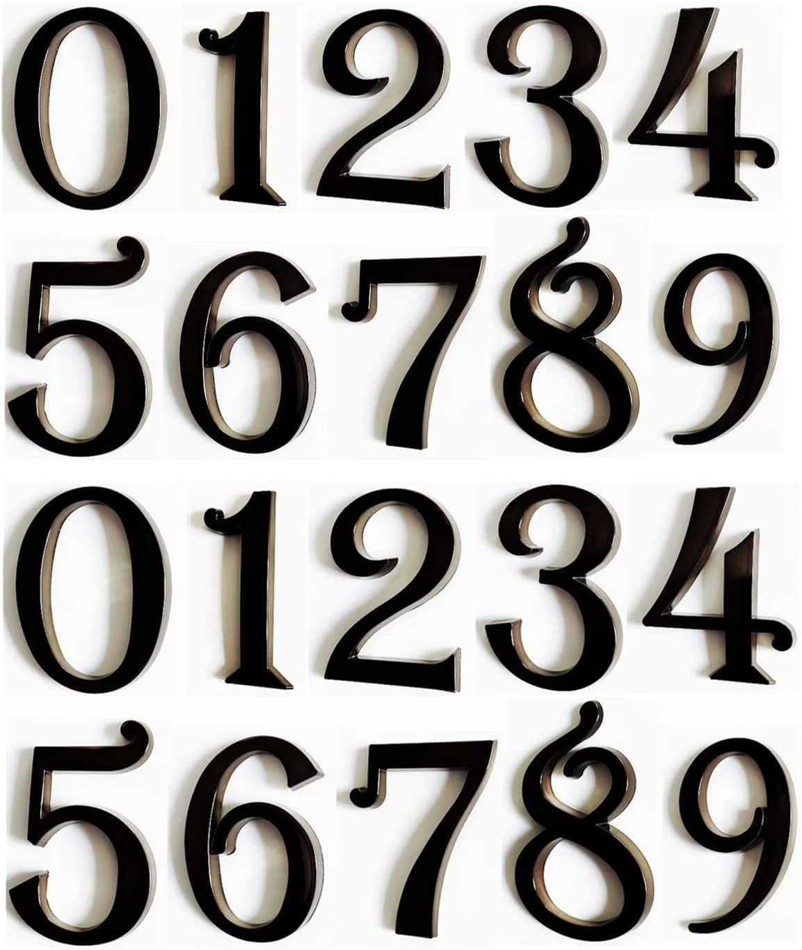 Mailbox Numbers 2 Inch, Black Door Address Number Stickers for Aprtment Office Home Room, Metal Shiny, Indoor or Outside all Suitable. (Dark, 2" - Set of 20)