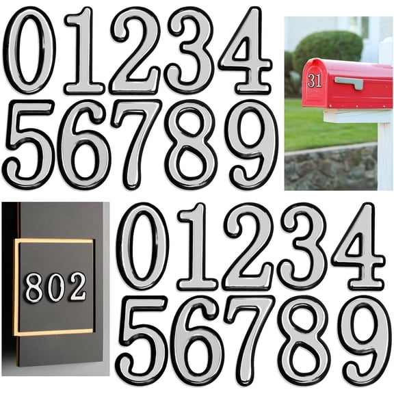 Mailbox Numbers for Outside, 2 Inch Self Adhesive Waterproof Stickers - Reflective Address Numbers, 30Pcs ABS Plastic for Easy Installation on Mailbox, Apartment, Door, Trash Bins in Silver