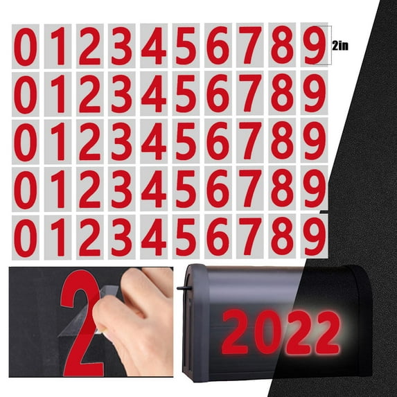 Mailbox Numbers For Outside 5 Sets 0-9 Reflective Number Stickers Strong Self Adhesive Vinyl Address Numbers For Houses (2/3/4 Inch)/ 5 sets of 0-9 mailbox number reflective stickers (2 inches) red