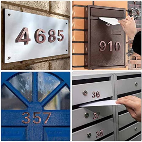 Mailbox Numbers - Self-adhesive Numbers 0-9, Room Address Door Number Stickers for Mailbox , Mailbox Numbers for Outside Cars Room Brown