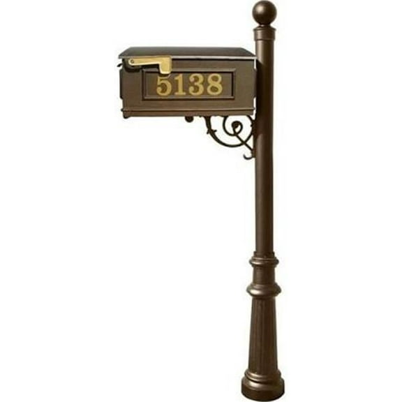 Mailbox Post System with Fluted Base & Ball Finial - Bronze