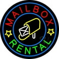 thumbnail image 1 of Mailbox Rental Center Logo LED Neon Sign 26 x 26 - inches, Black Square Cut Acrylic Backing, with Dimmer - Bright and Premium built indoor LED Neon Sign for Store interior and stroefront, 1 of 7