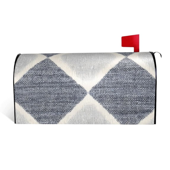 Mailbox Sleeve Reusable Waterproof Arc Opening With Soft Magnetic Strip Easy To Install Uv Protection 21x18 In Argyle Plaid Lightslategray_1