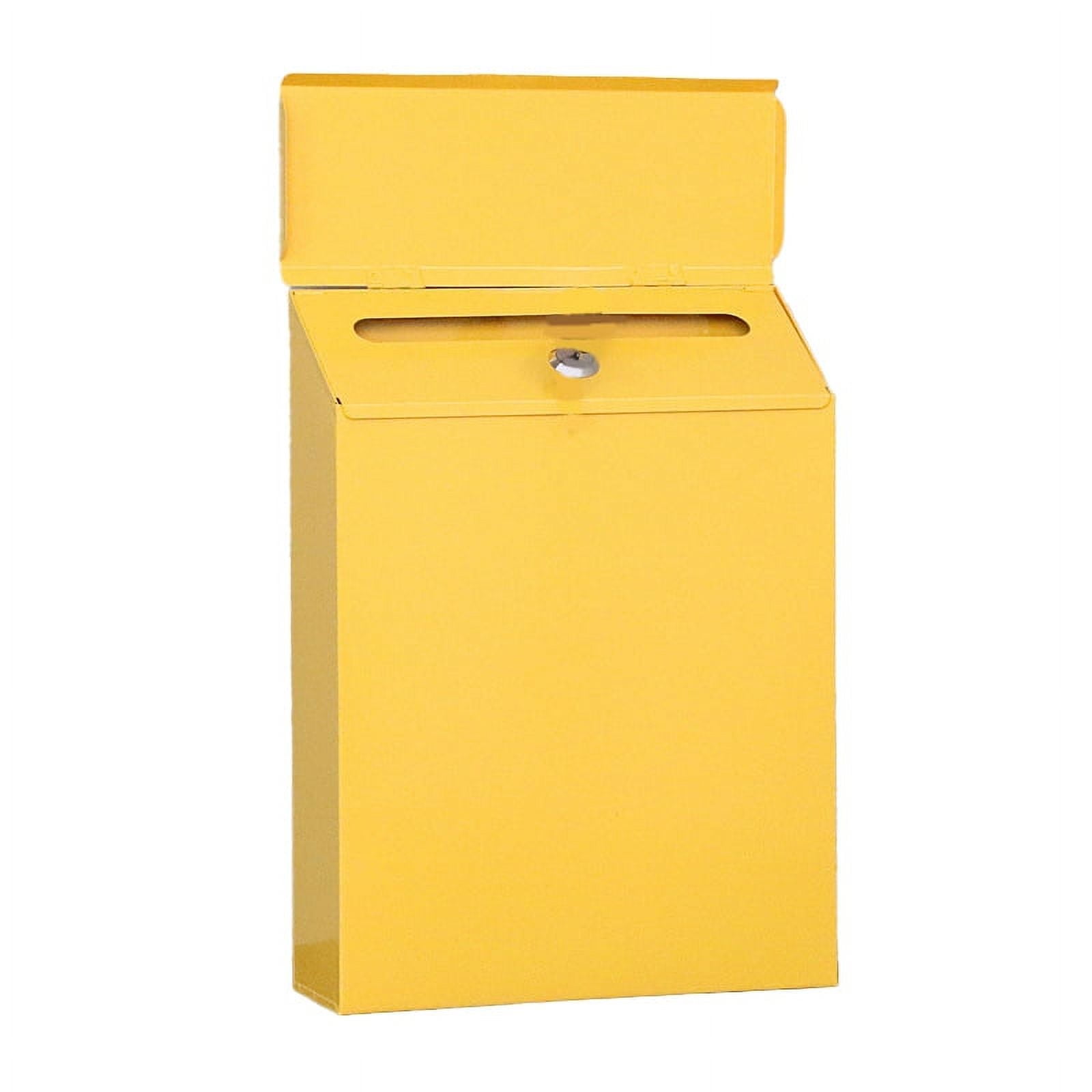 Mailbox Small Yellow with Lock Wall Post-Mount Mailbox, Iron Door