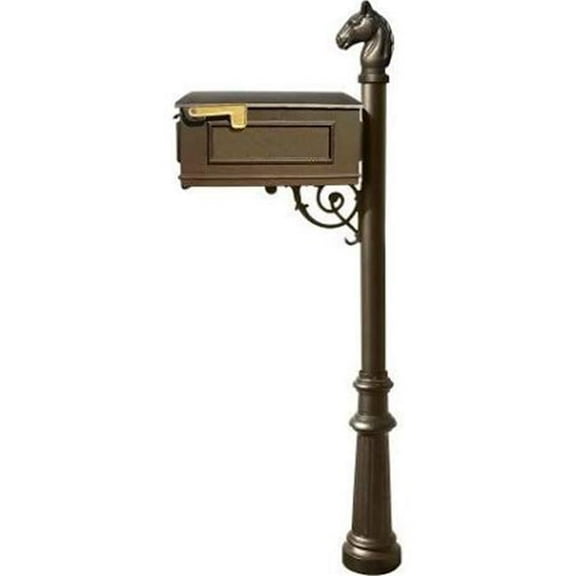 Mailbox System with Post Fluted Base & Horsehead Finial, Bronze