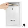 thumbnail image 1 of Mailbox Wall Mounted, Key Lock Mail Boxes Outdoor,3.3" D x 8.5" W x 12.6" H,Weatherproof Secure Mail Box,Key Lock Mail Boxes Outdoor,White Large, 1 of 5