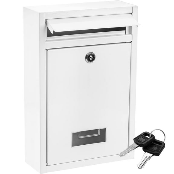 Mailbox with Key Lock, Steel Cover Metal for Envelope, Letter, Home, Office Business, White